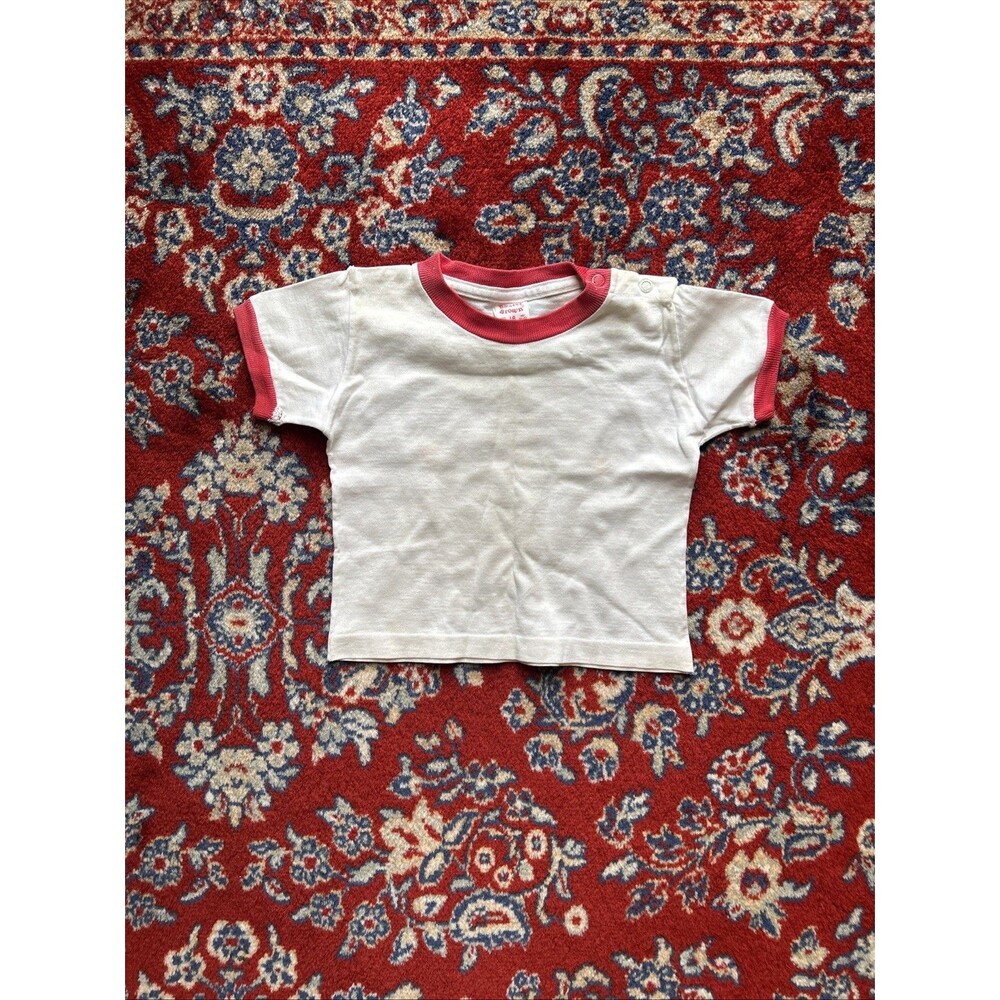 Vintage Buster Brown Toddler Shirt Sz. 18 Month White tshirt with Red Edging